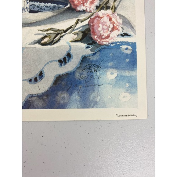 VTG Joy Evans "Something Pink, Something Blue" signed art print poster - Picture 2 of 4
